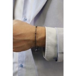 Bracelet homme en or 18 carats entièrement bruni avec diamants noirs 2