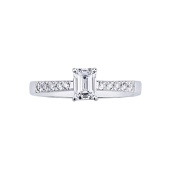 Engagement ring with diamond emerald cut 0.70 ct GIA in 18k white gold 2
