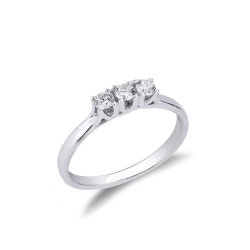 Trilogy ring with diamonds ct 0,25 white gold 18k