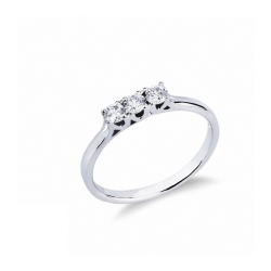 Trilogy Ring 18k White Gold with Diamonds