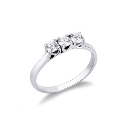 Demi alliance diamant trilogie 0.60 ct en or blanc 18k