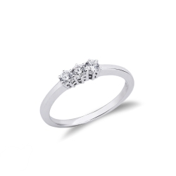 Trilogy ring with diamonds ct 0,15 white gold 18k