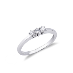 Bague trilogie diamants 0.25 ct or blanc 18k