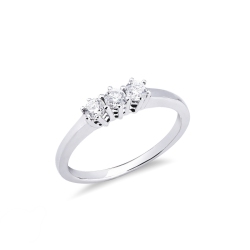 Trilogy Ring 18k White Gold with Diamonds 0,30 ct