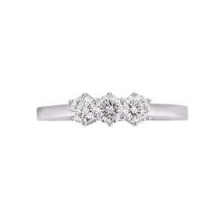 Bague trilogie de diamants 0.45 ct et or blanc 18 k 2