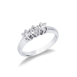 Bague de mariage en or 18 carats avec 3 diamants