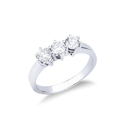 Trilogy Ring 18k White Gold with Diamonds 0,75 ct 