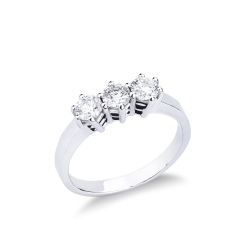 Anello trilogy in oro bianco 18k con diamanti, 0.80 ct