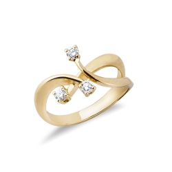 Anello Trilogy in Oro giallo 18k con Diamanti ct. 0,22