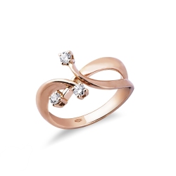 Anello Trilogy in Oro Rosa 18k con Diamanti ct. 0,22
