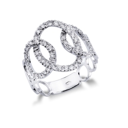 Oval mesh groumette ring in white gold 18k with diamonds 