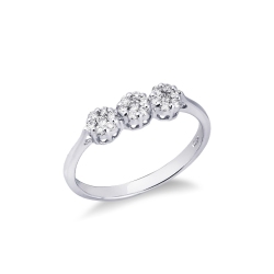 Bague trilogy fleurs illusion en or blanc 18k avec diamants