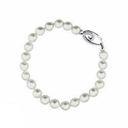 White gold 18k bracelet with japanese pearls and closure with diamonds 