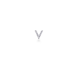 Letter V single earring with diamonds