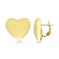 Orecchini a cuore bombati lucidi in oro giallo 18k