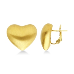 Satin finished heart earrings in yellow gold 18k
