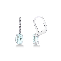 18k white gold earrings aquamarine and diamonds