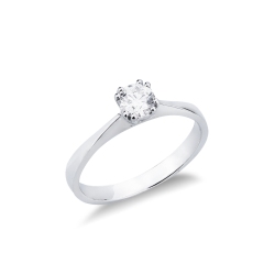 Bague femme en or blanc 18k avec 8 griffes et diamant CT 0,40 