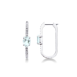 Oval earrings in white gold 18k with aquamarine and diamonds