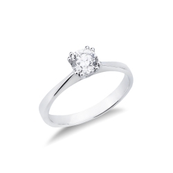 Solitaire ring in white gold 18k 8 prong setting with diamond 0,70 ct