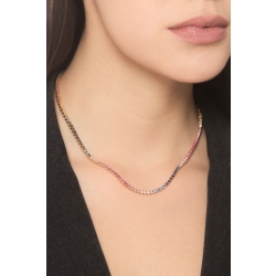 Tennis Halskette Saphir 18K Gold Rainbow  2