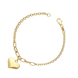 Bracelet en or jaune 18K cœur