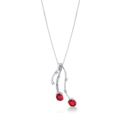 Branches pendant in 18k white gold with rubies and diamonds