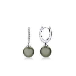 Drop earrings with Tahiti pearls and diamonds in white gold 18k