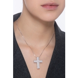 18k white gold necklace with cross pendant in diamonds 2