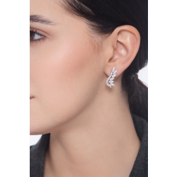 Pendientes diseño hojas en oro blanco de 18k con diamantes  2
