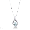 Collana in oro bianco 18k con pendente acquamarina ovale e diamanti