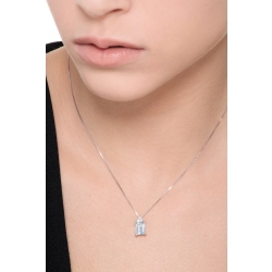 Collar aguamarina y diamantes talla esmeralda oro blanco 18k 2