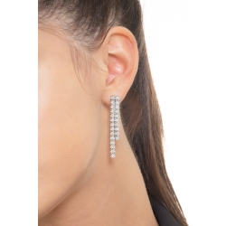 Orecchini tennis a 2 file in oro bianco 18k con diamanti da 0.05 ct 2