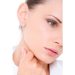 Pendientes de aro con pavé de diamantes en oro blanco de 18 kilates 2