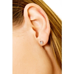 Puces d'oreilles or blanc 18k diamant 0.36 ct  2