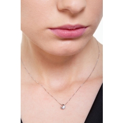 Cadena de oro blanco de 18 kilates con colgante en forma de luna y diamante de 0.04 quilates 2