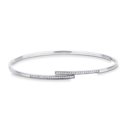 Pulsera Semirrígida Abierta en Oro Blanco de 18 Quilates con Diamantes Naturales