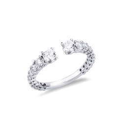 Bague ouverte en or blanc 18k avec diamants