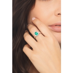 Chevalier emerald and diamonds ring in white gold 18k 2
