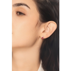 Orecchini in oro bianco 18k con rubini ovali e diamanti  2