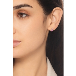 White gold 750 stud earrings oval pink sapphires and diamonds  2