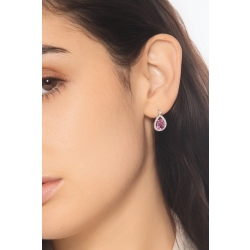 Pendientes gotas oro blanco 18k con zafiro rosa y diamantes 2