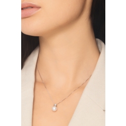 Collar en oro blanco 18k con perla natural y diamante brillante 2