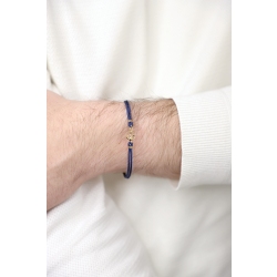 Pulsera cuerda azul con charm  ancla en oro amarillo 18k 2