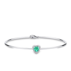 Thin bangle bracelet with diamonds and heart-shaped...