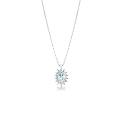 Collier contour en or blanc avec aigue-marine et diamants