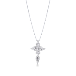 Collier en or blanc avec croix en diamants