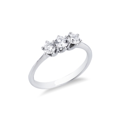 Anello trilogy lineare con diamanti in oro bianco 750