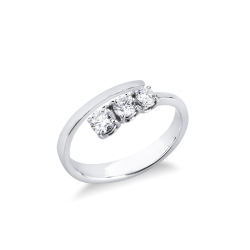 Bague trilogy contrarié en or blanc 750 trois diamants