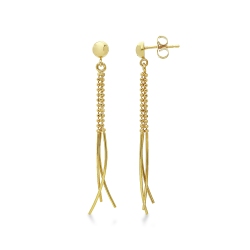 Pendientes colgantes en oro amarillo 18k con bolitas y barras